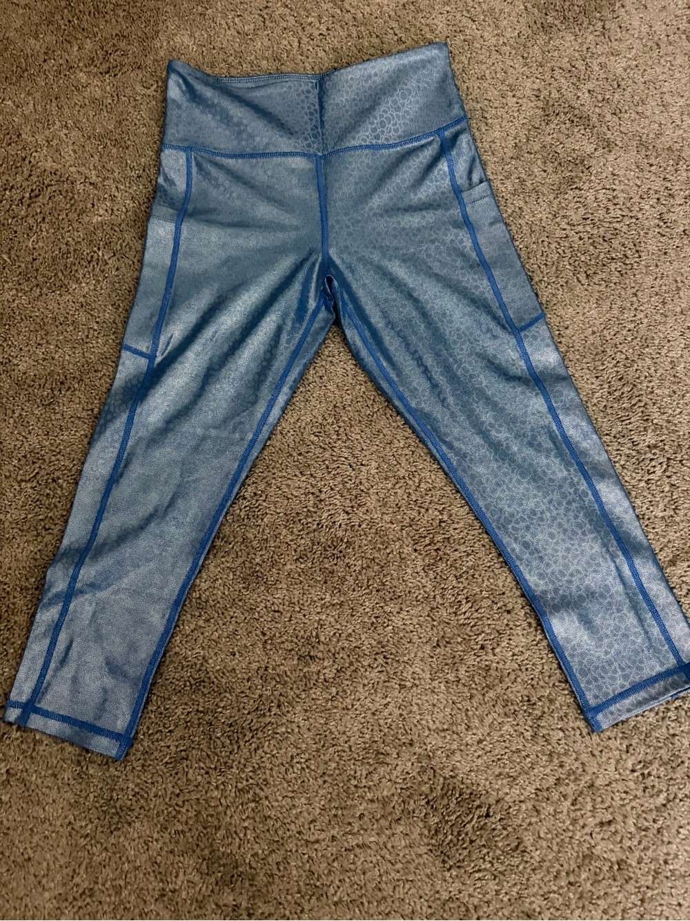 Ziya Brand Blue Capri Mermaid Shimmer Leggings for Women - Size 6/8 NWOT